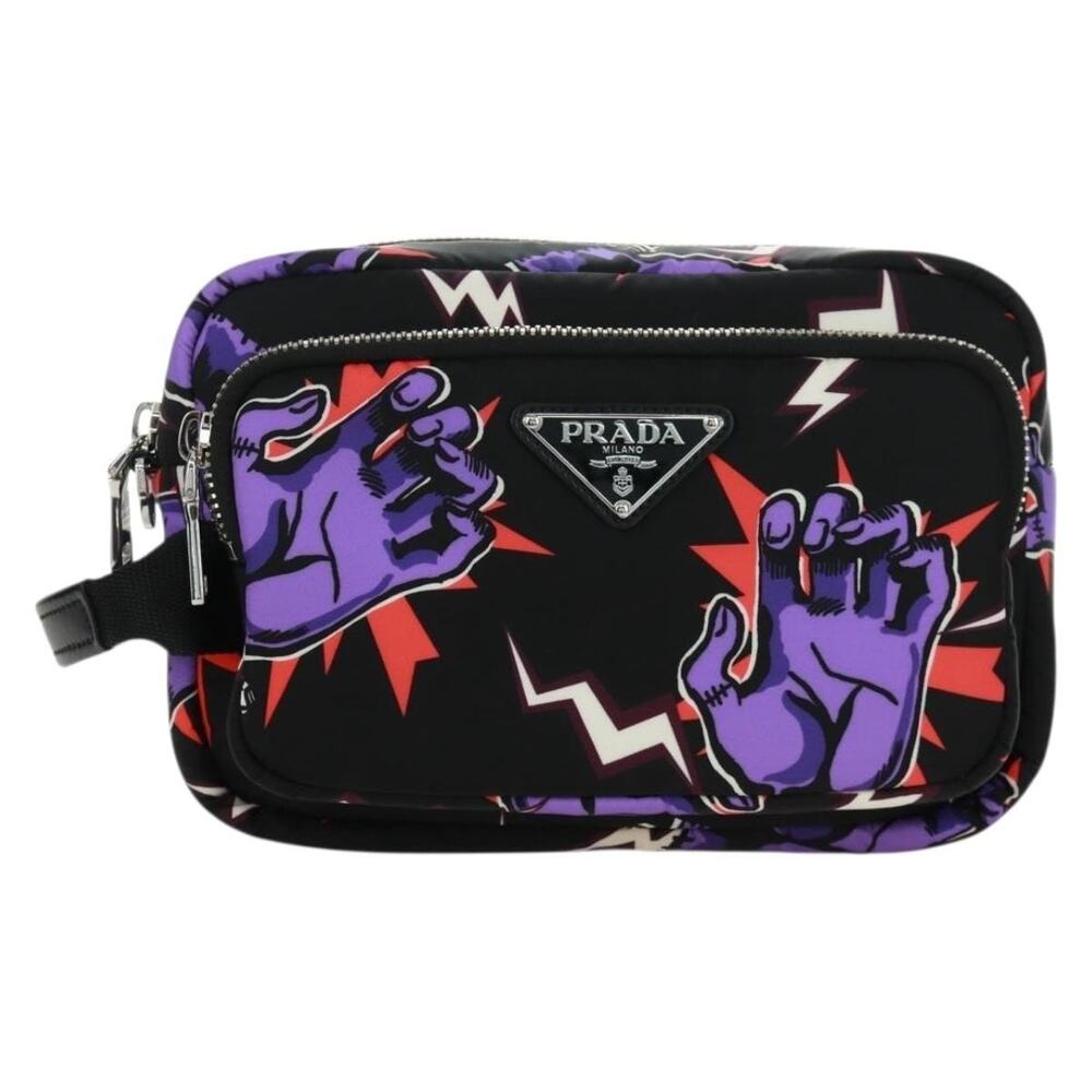 Prada Nylon Universal Studio Frankenstein Clutch Bag Purple